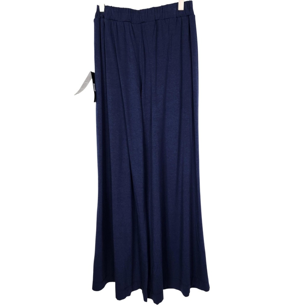 LAIRD Palazzo Pants Womens Small Navy Wide Leg Pull On Stretch Lounge‎ Relaxed - Picture 2 of 12